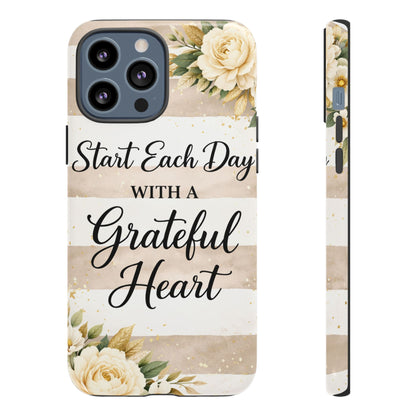 Grateful Heart Tough Case — Floral Striped Protective Phone Case