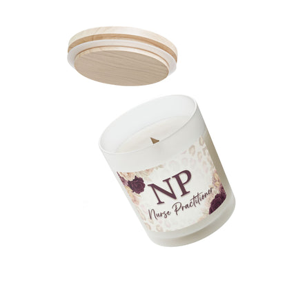 Nurse Practitioner Frosted Glass Candle — 11oz Floral Scented Gift