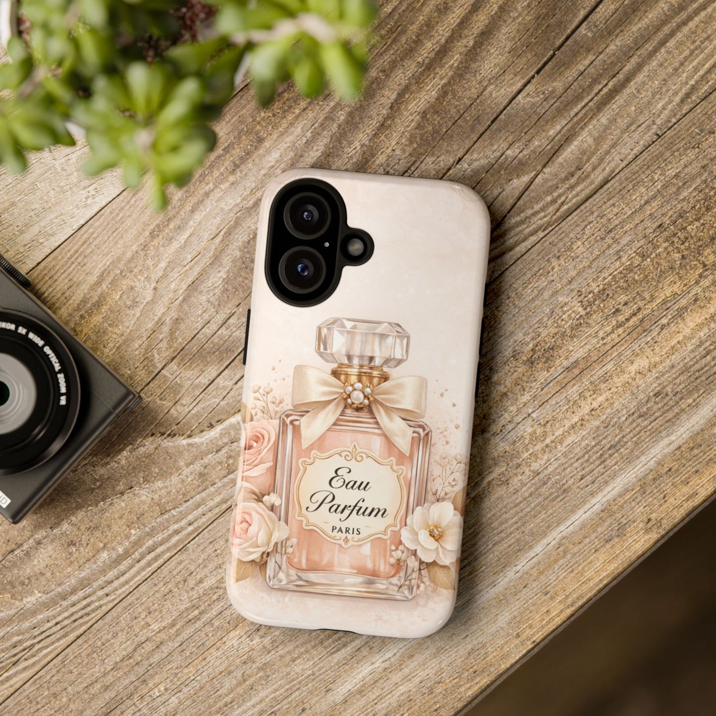 Perfume Bottle Floral Phone Case — 'Eau Parfum' Elegant Pink Protective Case