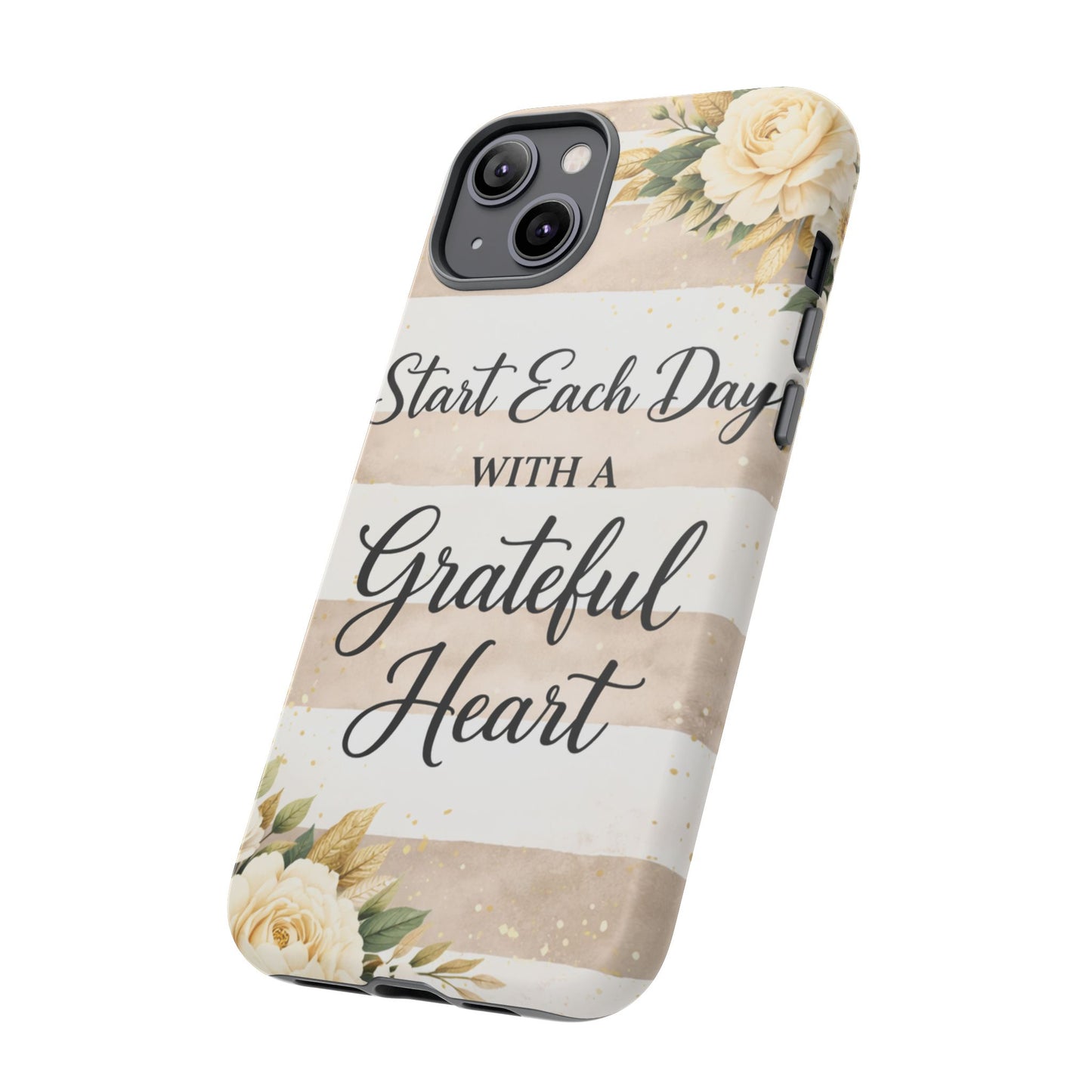 Grateful Heart Tough Case — Floral Striped Protective Phone Case