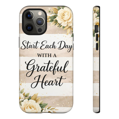 Grateful Heart Tough Case — Floral Striped Protective Phone Case