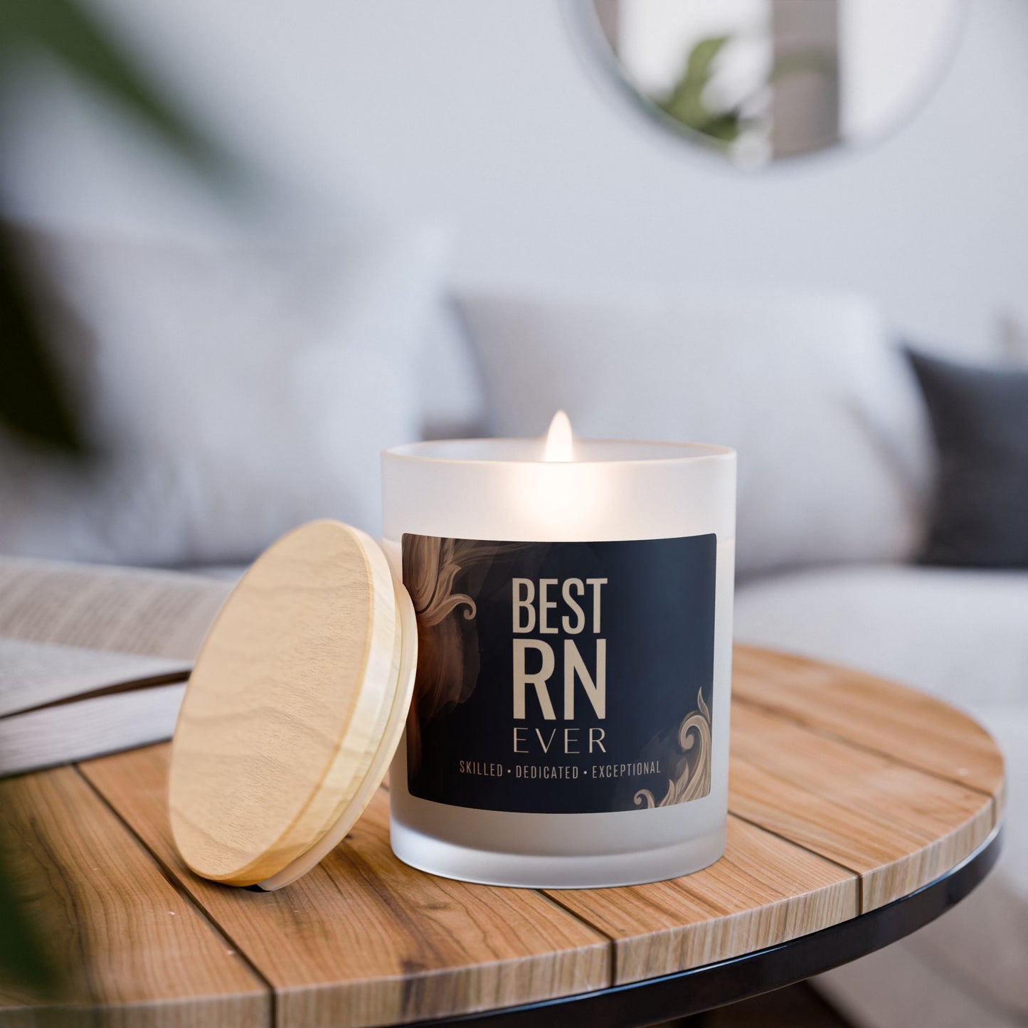 Frosted Glass Candle – “Best RN Ever” Scented Gift for Nurses (11 oz)