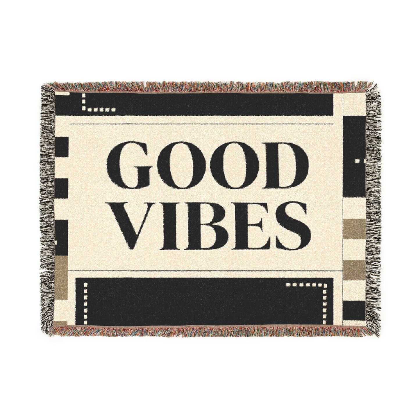 Good Vibes Woven Blanket — Cozy Retro Throw for Living Room & Dorm