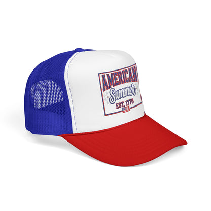 American Summer Trucker Hat — "American Summer EST. 1776" Patriotic Foam Cap