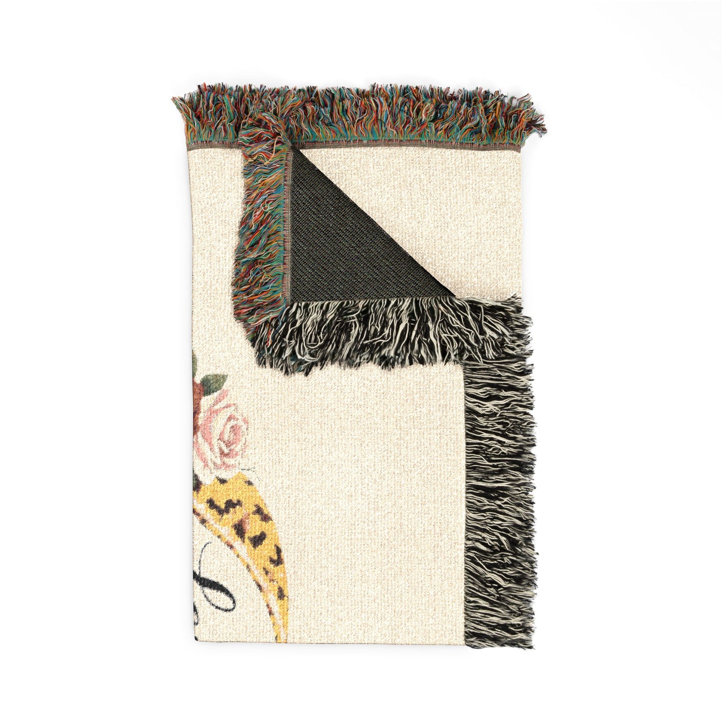 Love You to the Moon Woven Blanket — Cozy Floral Crescent Moon Throw