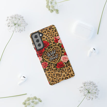 Wild at Heart Leopard Phone Case — Floral Heart Protective Phone Cover