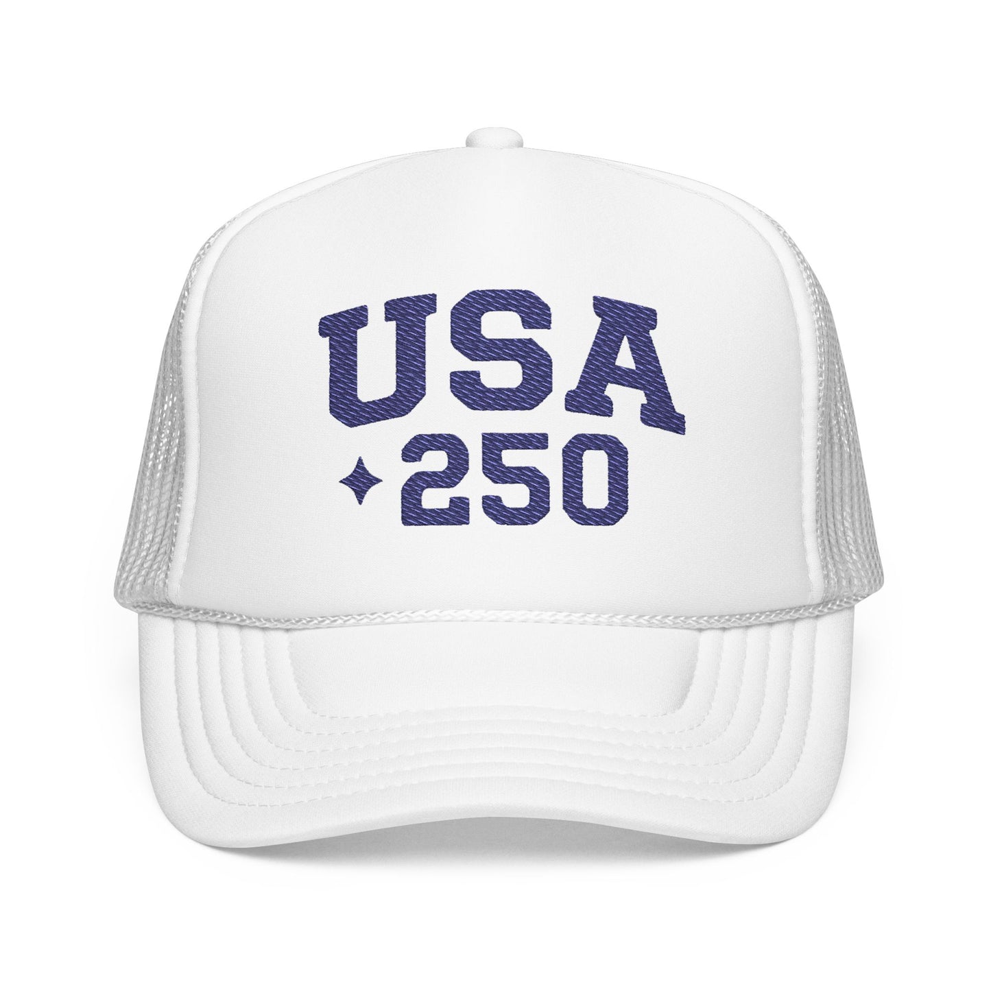 USA 250 Trucker Hat – Red White & Blue Foam Cap for Patriotic 250th Celebrations