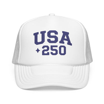 USA 250 Trucker Hat – Red White & Blue Foam Cap for Patriotic 250th Celebrations