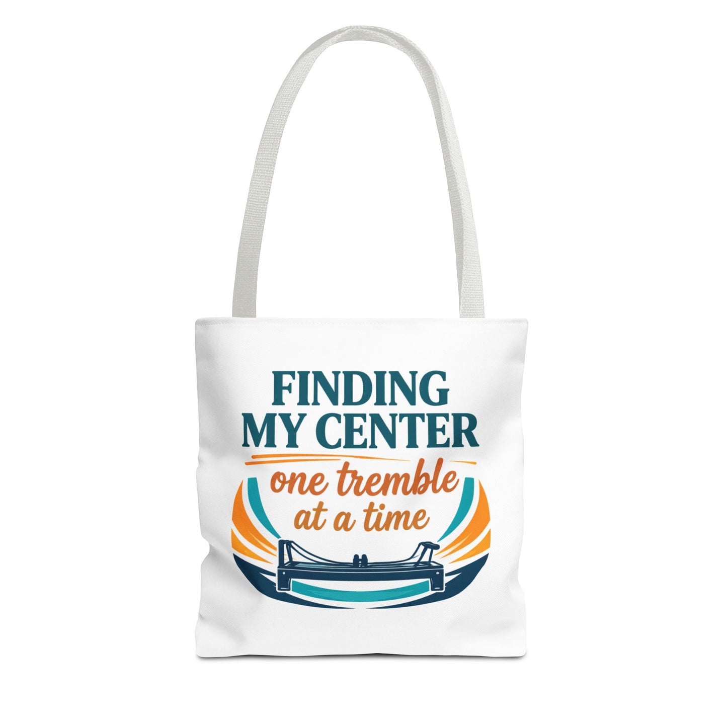 Finding My Center Pilates Tote Bag — “Finding My Center One Tremble at a Time”