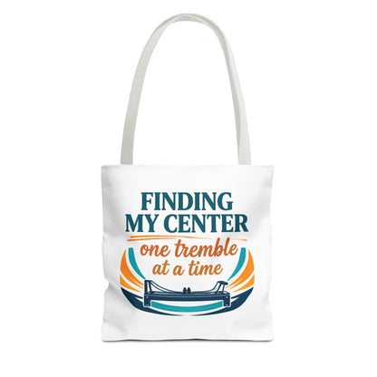 Finding My Center Pilates Tote Bag — “Finding My Center One Tremble at a Time”