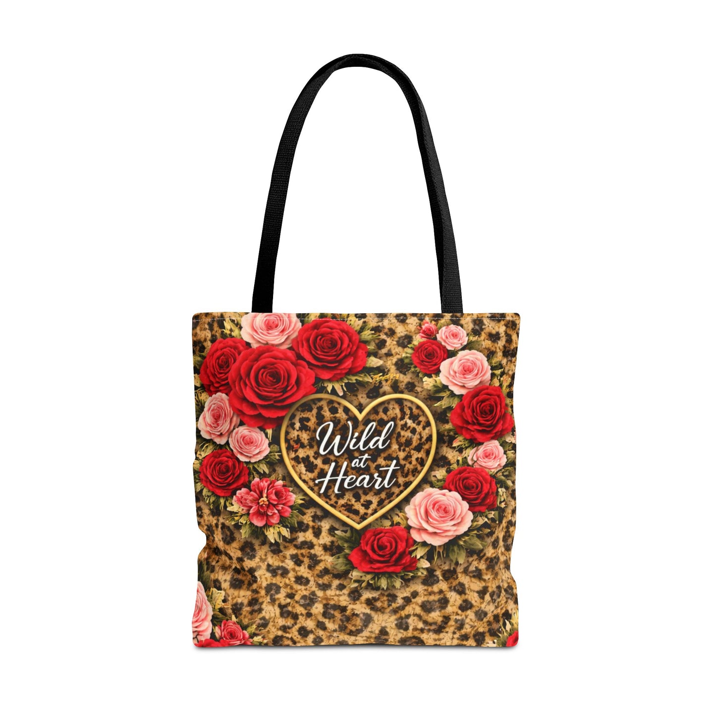 Wild Heart Leopard Rose Tote Bag – Floral Animal Print Shopper