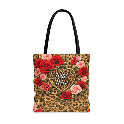 Wild Heart Leopard Rose Tote Bag – Floral Animal Print Shopper