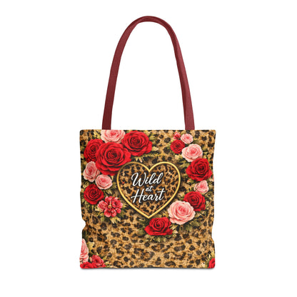 Wild Heart Leopard Rose Tote Bag – Floral Animal Print Shopper