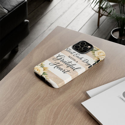 Grateful Heart Tough Case — Floral Striped Protective Phone Case