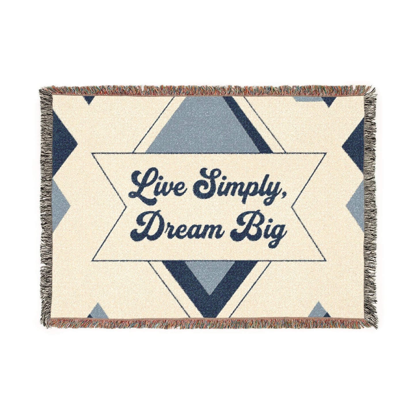 Live Simply, Dream Big Woven Blanket — Inspirational Boho Throw