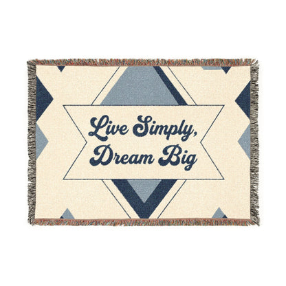Live Simply, Dream Big Woven Blanket — Inspirational Boho Throw