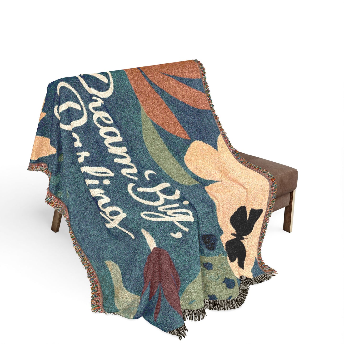 Dream Big, Darling Woven Blanket — Floral Boho Throw for Bedroom & Gift