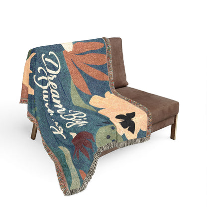 Dream Big, Darling Woven Blanket — Floral Boho Throw for Bedroom & Gift