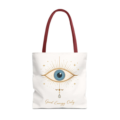Mystic Eye Tote Bag — 'Good Energy Only' Spiritual Canvas Tote