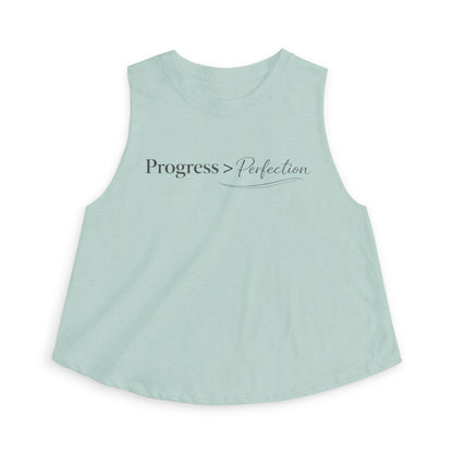 Progress > Perfection Women's Crop Top — Motivational Fitness & Self-Love Tee