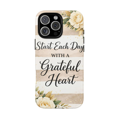 Grateful Heart Tough Case — Floral Striped Protective Phone Case