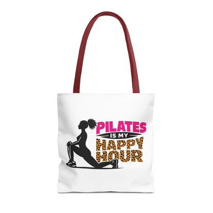 Pilates Is My Happy Hour Tote Bag — Funny Fitness Yoga Workout Tote