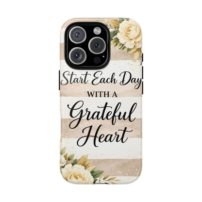 Grateful Heart Tough Case — Floral Striped Protective Phone Case