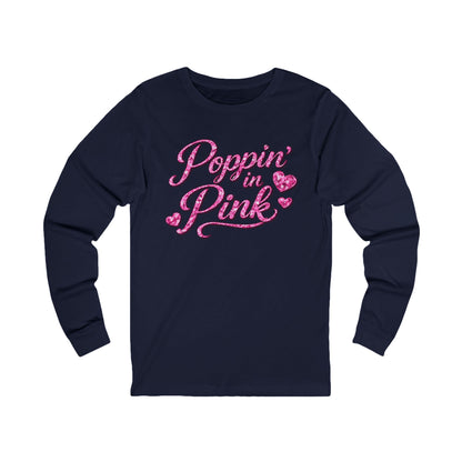 "Poppin' in Pink" Sparkle Graphic Long Sleeve Tee