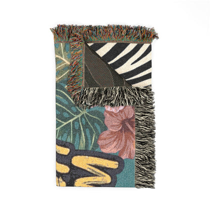 'Wild Heart, Gentle Soul' Tropical Zebra Throw / Woven Blanket —