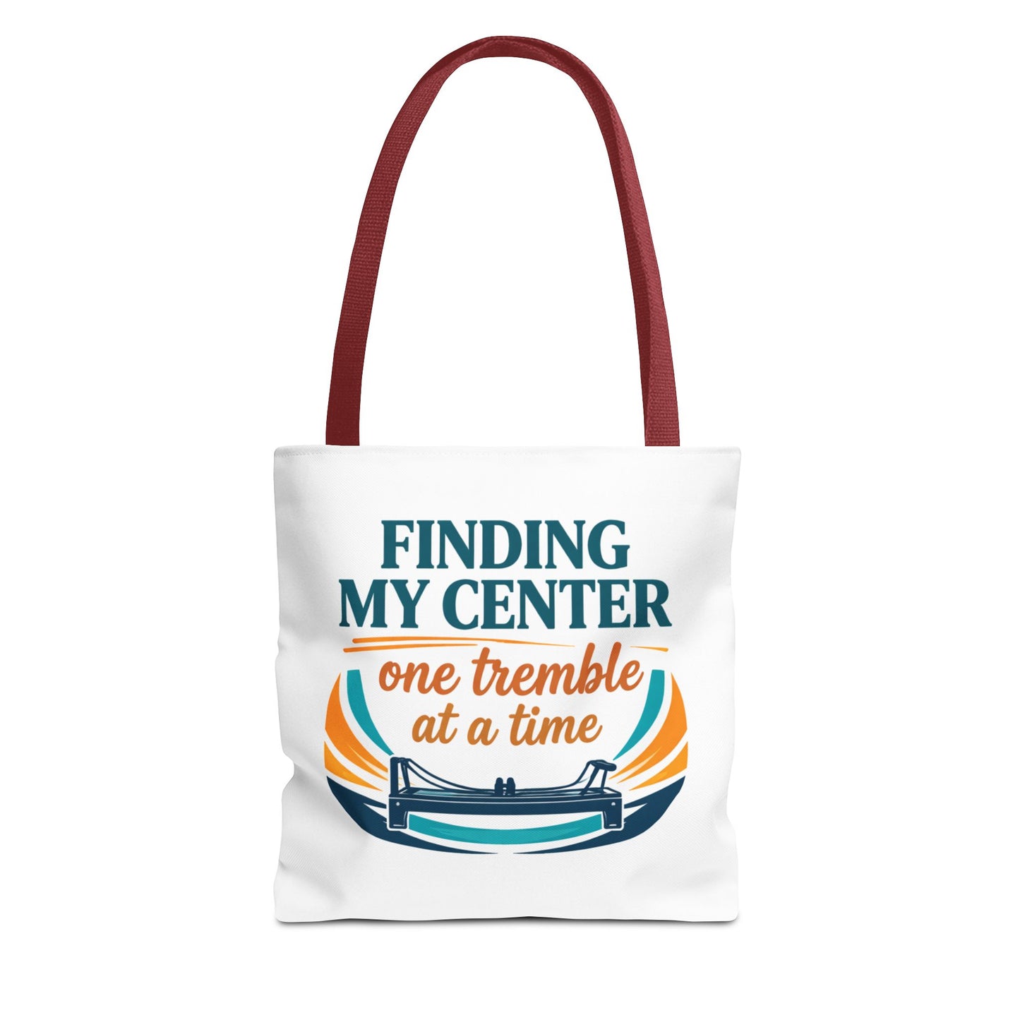 Finding My Center Pilates Tote Bag — “Finding My Center One Tremble at a Time”