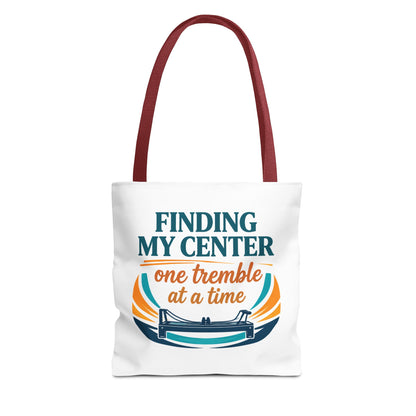 Finding My Center Pilates Tote Bag — “Finding My Center One Tremble at a Time”