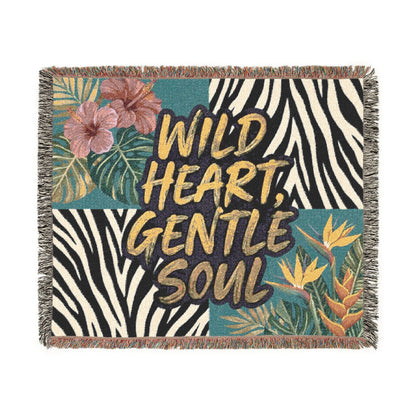 'Wild Heart, Gentle Soul' Tropical Zebra Throw / Woven Blanket —
