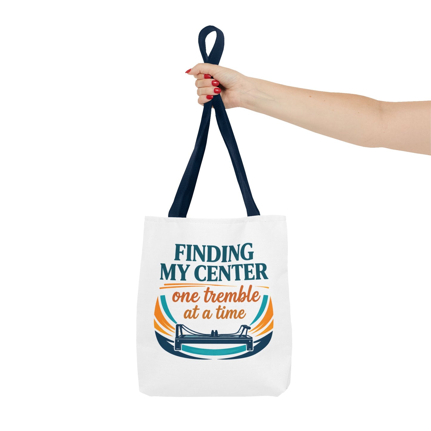 Finding My Center Pilates Tote Bag — “Finding My Center One Tremble at a Time”