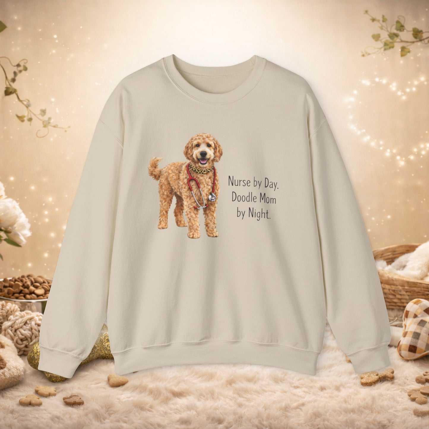 Doodle Mom Sweatshirt — “Nurse by Day, Doodle Mom by Night” Crewneck