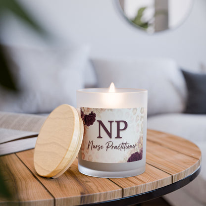 Nurse Practitioner Frosted Glass Candle — 11oz Floral Scented Gift