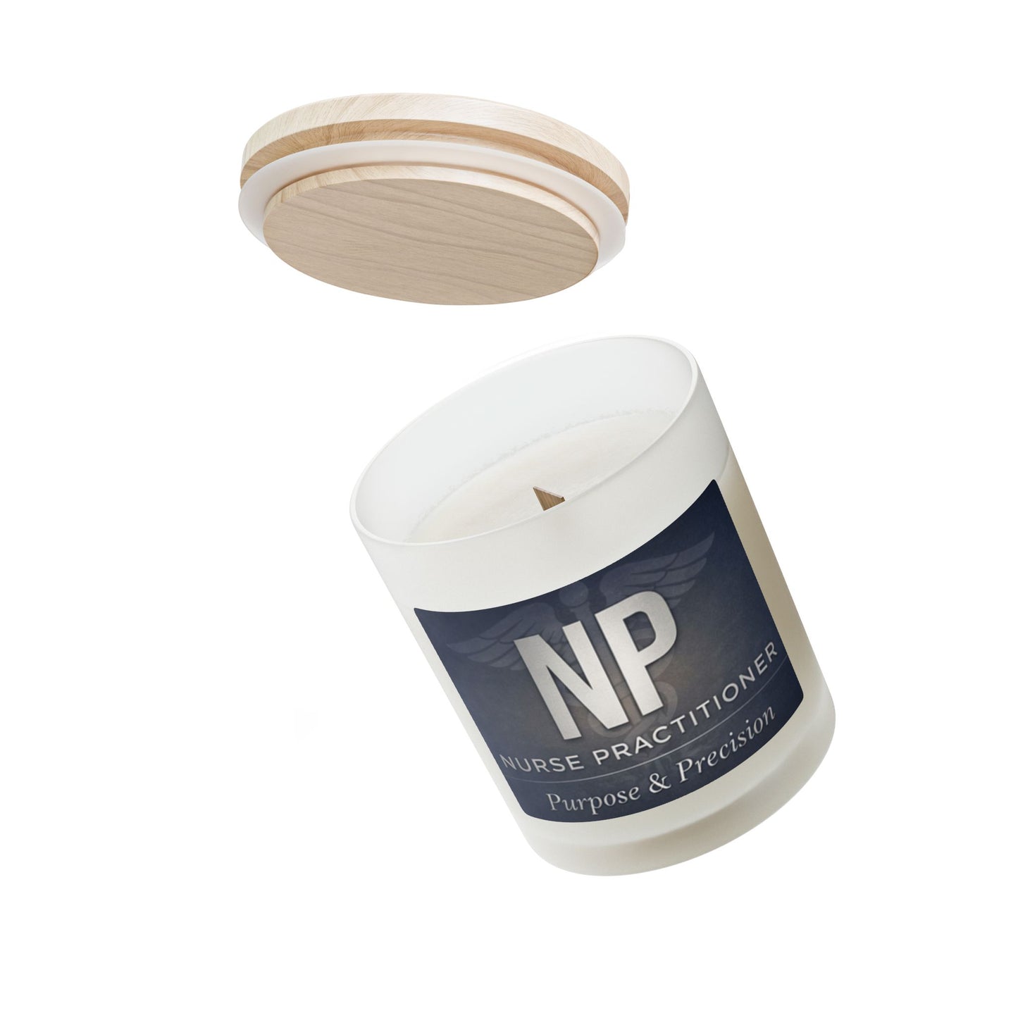 Nurse Practitioner Frosted Glass Candle – “NP: Purpose & Precision” 11oz