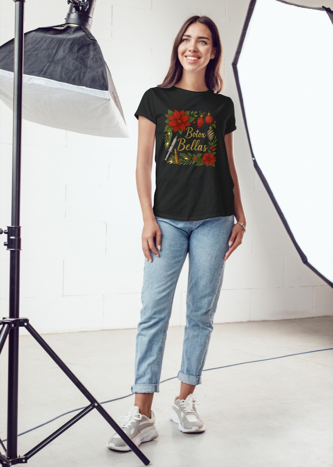 Botox Bellas Holiday Tee — Poinsettia Christmas Ornament Shirt