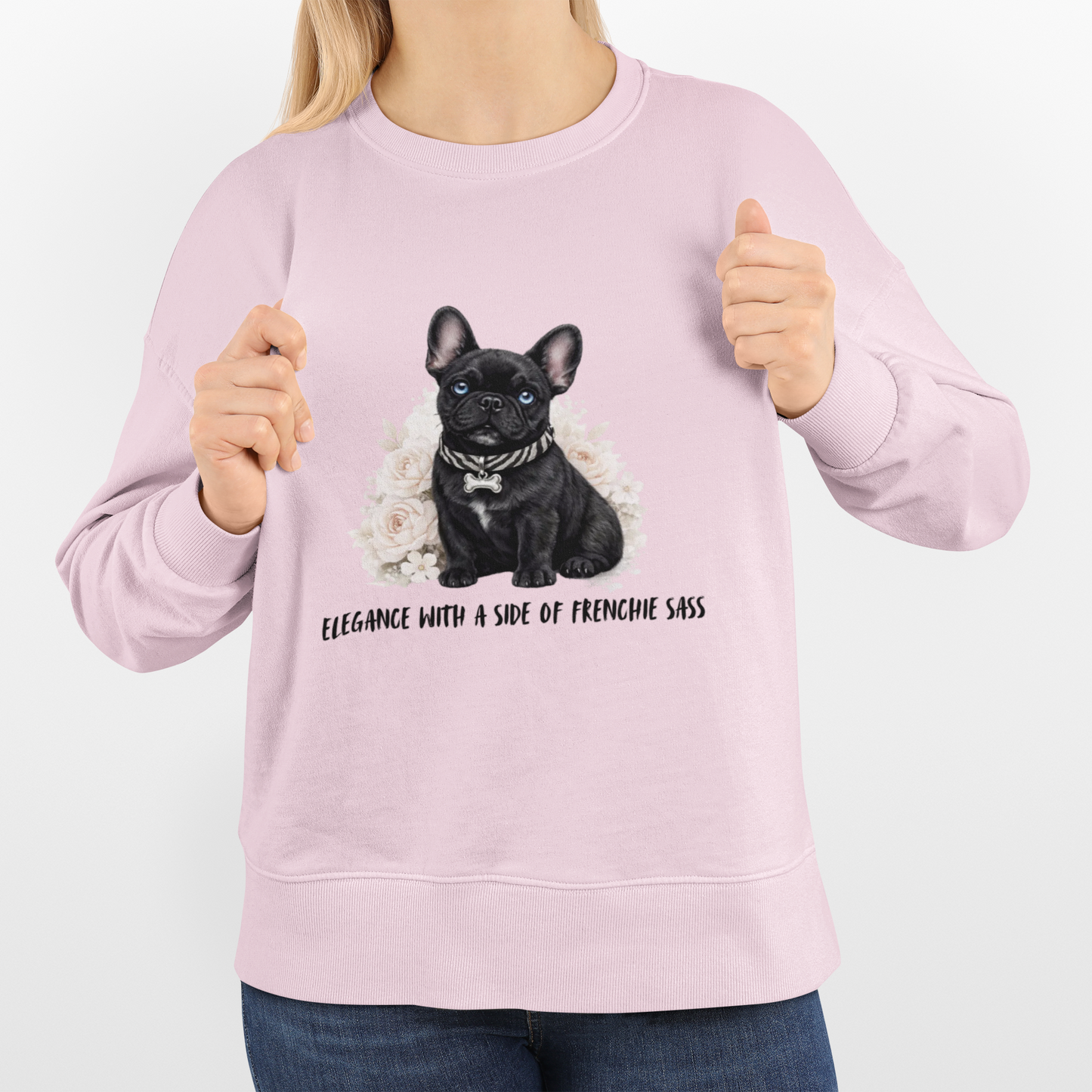 Frenchie Mom Crewneck Sweatshirt – Black French Bulldog Illustration