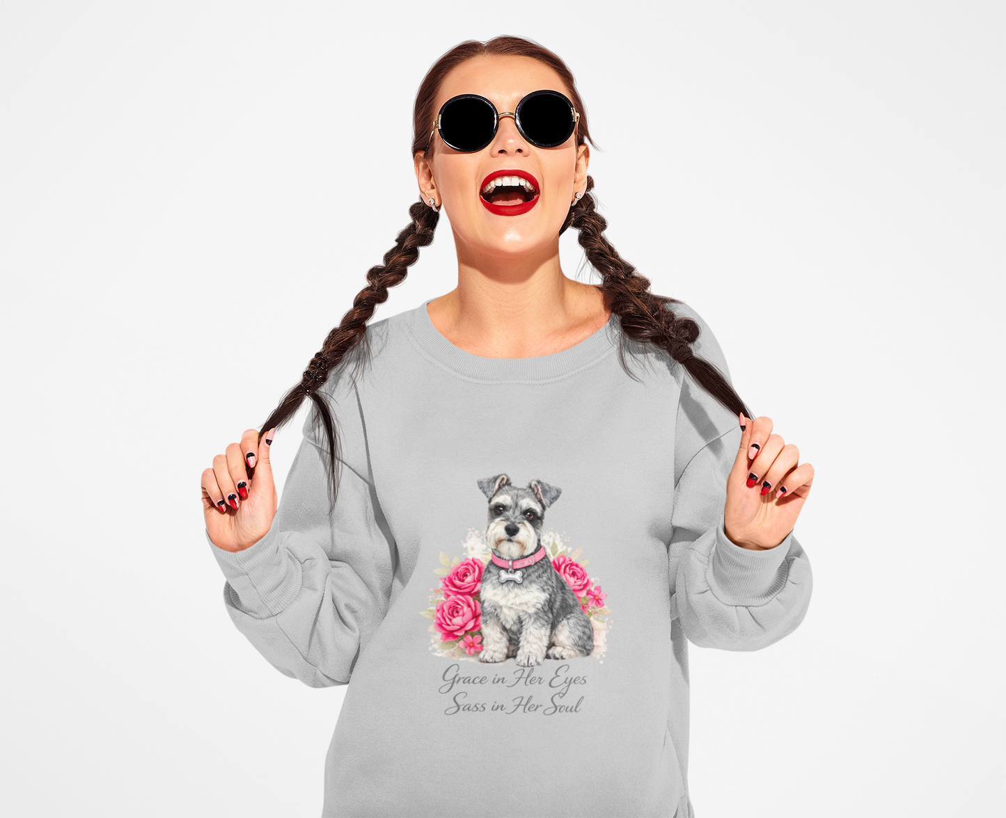 Schnauzer Floral Crewneck Sweatshirt – "Grace in her eyes, sass in her soul"
