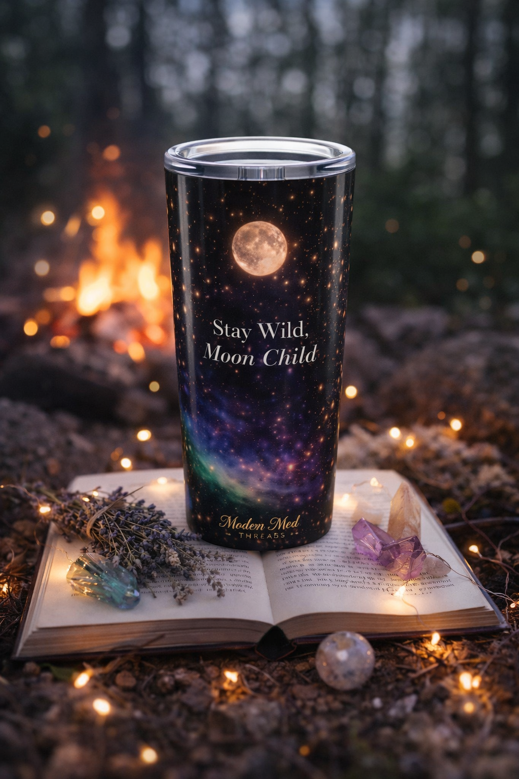 Moon Child 20oz Tumbler — 'Stay Wild, Moon Child' Galaxy Insulated Travel Cup