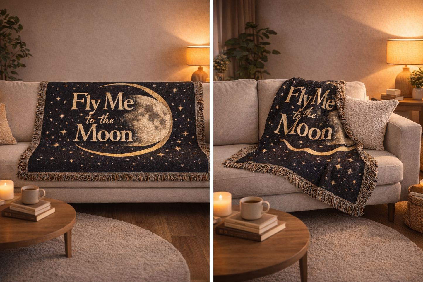 Fly Me to The Moon Celestial Moon Woven Blanket