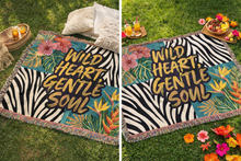 'Wild Heart, Gentle Soul' Tropical Zebra Throw / Woven Blanket —
