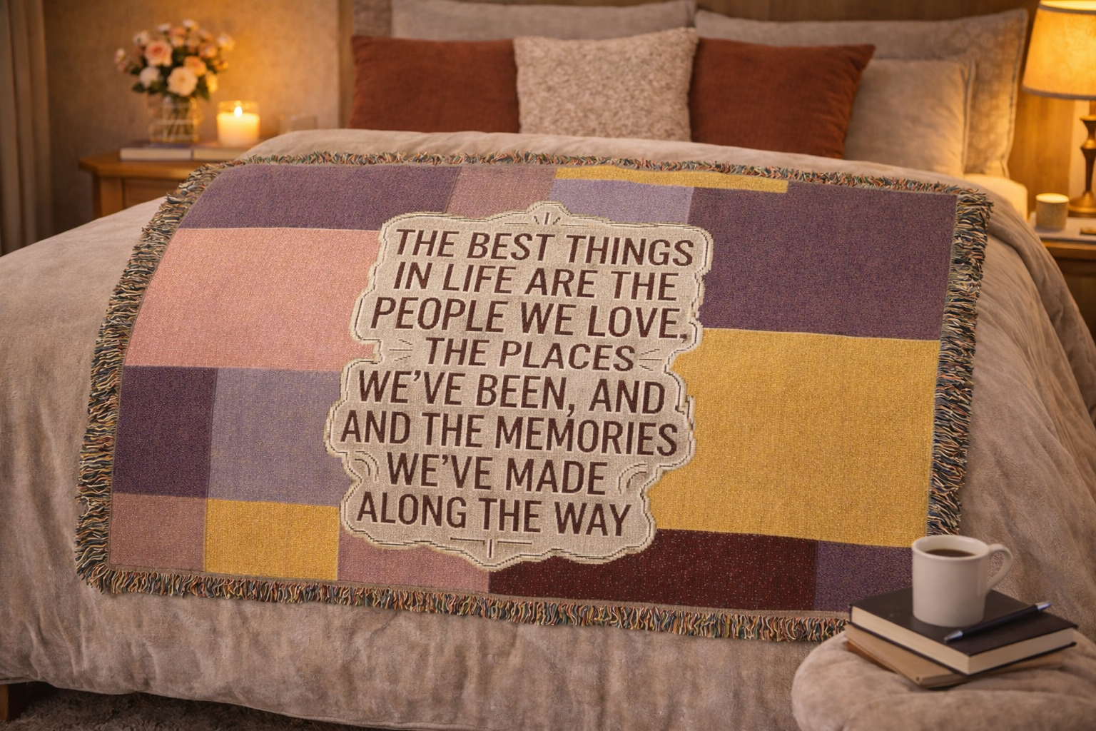 'The Best Things in Life' Woven Blanket – Cozy Inspirational Throw
