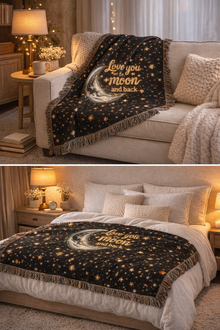 Moonlight Cozy Woven Blanket — "Love You to the Moon and Back" Starry Throw