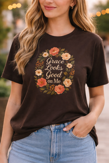 Floral "Grace Looks Good on Me" Tee