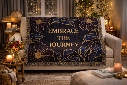 Embrace The Journey Woven Blanket — Floral Inspirational Throw