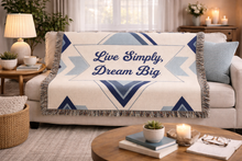 Live Simply, Dream Big Woven Blanket — Inspirational Boho Throw