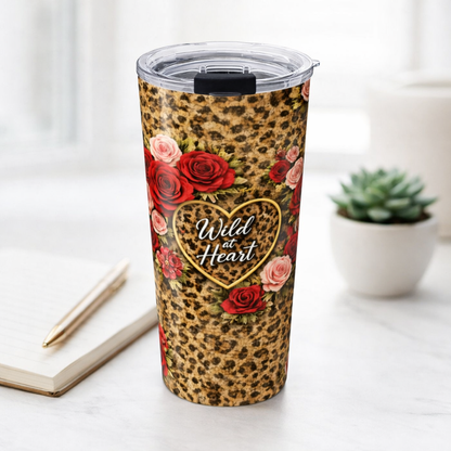 Wild at Heart Leopard Print 20oz Tumbler — Floral Travel Cup