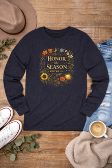 Honor the Season Long Sleeve Tee — Autumn Floral Fall Shirt