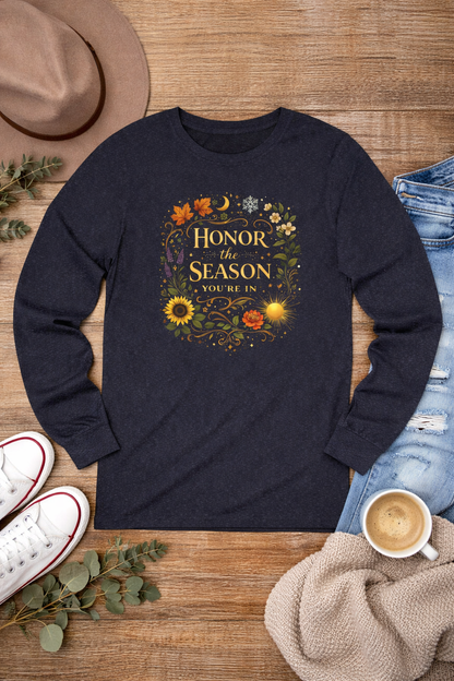 Honor the Season Long Sleeve Tee — Autumn Floral Fall Shirt